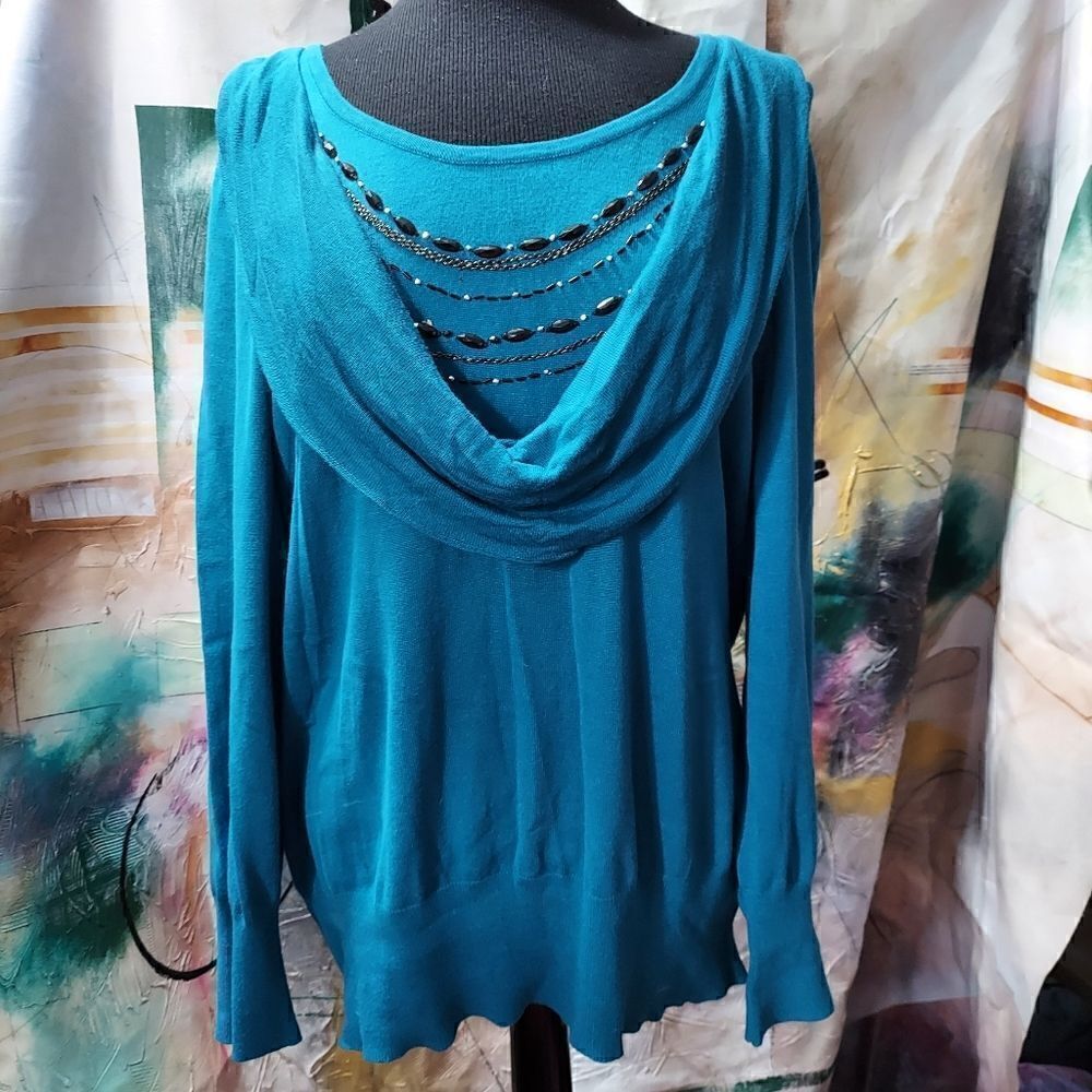 NWT APT.9 Jeweled Sweater With Ribbed Cuffs And Waistband XL